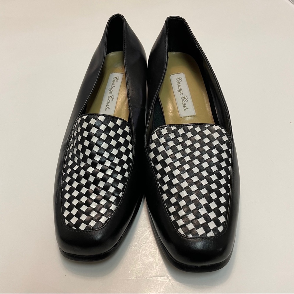 Carriage Court Leather Upper Checkerboard Loafers - Picture 2 of 5